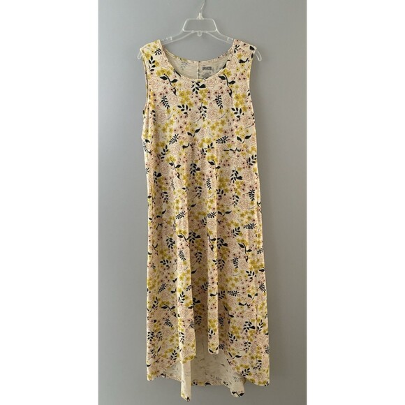 Duluth Trading Co Maxi Dress Womens L Yellow Floral Prairie To ‘n’ Flow High Low - Picture 15 of 15